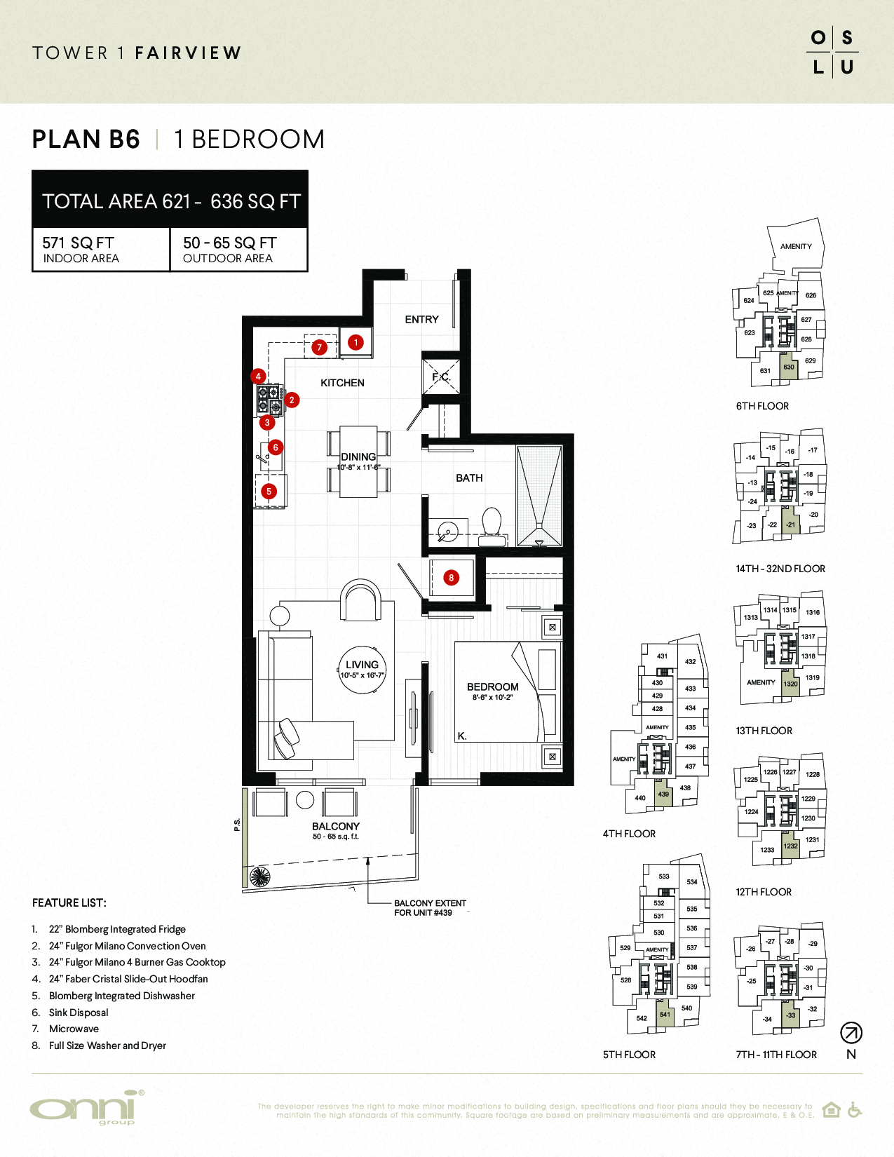 Floor plan for 1 bed, 1 bath, 571 sqft